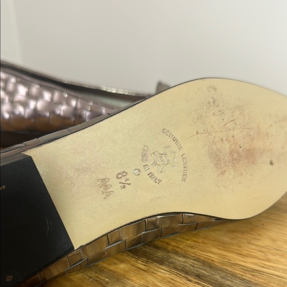 Amalfi Vintage Woven Leather Metallic Flats Made in Italy - Pewter 8.5AAA - Picture 8 of 10